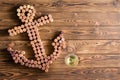 Creative boat anchor formed of used wine corks