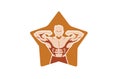 Creative Bodybuilder CHaracter Inside Star Logo