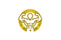 Creative Bodybuilder Golden Circle Stars Logo