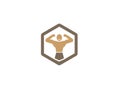 Creative Bodybuilder Hexagon Logo