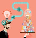 Creative brain idea concept flat Vector illustration Royalty Free Stock Photo
