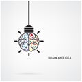 Creative brain Idea and light bulb concept Royalty Free Stock Photo