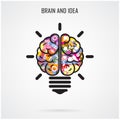 Creative brain Idea and light bulb concept, education concept Royalty Free Stock Photo