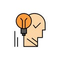 Creative, Brain, Idea, Light bulb, Mind, Personal, Power, Success  Flat Color Icon. Vector icon banner Template Royalty Free Stock Photo