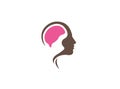 Creative brain inside the head for logo design illustration