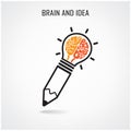 Creative brain and pencil sign