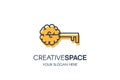 Creative Brain Sign with Key and Slogan Copy Space Royalty Free Stock Photo