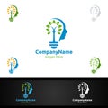 Creative Brain Tree Idea Logo With Face and Head for Thinking and Main