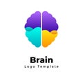 Creative brain vector logo template. Left and right hemispheres. Rational and emotional. Abstract educational sign Royalty Free Stock Photo
