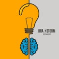 Creative brainstorm concept business idea. Brain and lightbulb. Vector. Royalty Free Stock Photo