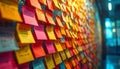 Creative Brainstorming Wall with Colorful Sticky Notes Royalty Free Stock Photo