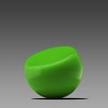 Creative Bright Green Glossy Plastic Abstract Geometric Figure On Gray Background. 3d Rendering