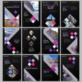 Creative brochure templates with colorful cubes, trendy geometric abstract background. Covers design templates for flyer