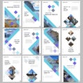 Creative brochure templates with colorful cubes, trendy geometric abstract background. Covers design templates for flyer