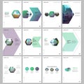 Creative brochure templates with colorful hexagonal design background, hexagon style pattern. Covers design templates