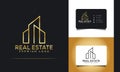 Creative building structure logo real estate, Line buildings logo, building properties logo design 