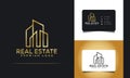 Creative building structure logo real estate, Line buildings logo, building properties logo design 