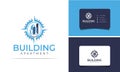 Creative building structure logo real estate, Line buildings logo, building properties logo design 