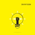 Creative bulb light idea and pencil hand icon,flat design.Concept of ideas inspiration, innovation, invention, effective thinking Royalty Free Stock Photo