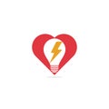 Creative Bulb thunder heart shape concept logo design