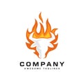 Creative bull head fire logo vector illustration Royalty Free Stock Photo