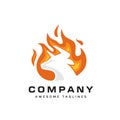 Creative bull head fire logo vector illustration Royalty Free Stock Photo