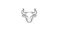 Creative abstract angry taurus bull head with long horn created with lines logo vector design Royalty Free Stock Photo