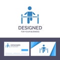 Creative Business Card and Logo template Exercise, Gym, Gymnastic, Health, Man Vector Illustration