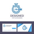 Creative Business Card and Logo template Launch, Management, Optimization, Release, Stopwatch Vector Illustration