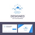 Creative Business Card and Logo template Mountains, River, Sun, Canada Vector Illustration