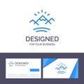 Creative Business Card and Logo template Mountains, River, Sun, Canada Vector Illustration Royalty Free Stock Photo