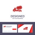 Creative Business Card and Logo template Truck, Cement, Construction, Vehicle, Roller Vector Illustration