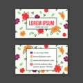 Creative business card template with floral background in flat style Royalty Free Stock Photo