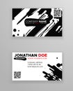 Creative business card templates with minimalistic design. Abstract ink brush strokes Royalty Free Stock Photo