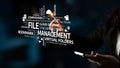 Creative Business Concept for File Management and Digital Storage Solutions with Technology and Virtual Folders at Work Royalty Free Stock Photo