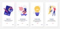 Creative business idea development, digital art and light bulb mobile app set