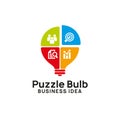 creative business idea logo design template. puzzle bulb icon symbol design