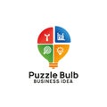 creative business idea logo design template. puzzle bulb icon symbol design