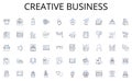 Creative business line icons collection. Management, Leadership, Direction, Coordination, Authority, Delegation