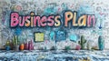 Creative business plan concept with colorful hand-drawn illustrations Royalty Free Stock Photo