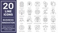 Creative business solutions related icon set. Business Innovations icons. Innovation team management. Editable stroke Royalty Free Stock Photo