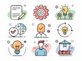 Creative business strategy icons representing progress, ideas, and solutions Royalty Free Stock Photo