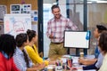 Creative businessman giving presentation to colleagues Royalty Free Stock Photo