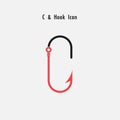 Creative C- Letter icon abstract and hook icon design vector template.Fishing hook icon.Alphabet icon.Vector illustration