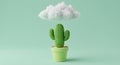 Creative Cactus Design With Cloud On Light Green Background Royalty Free Stock Photo