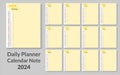 Creative Calendar Note Daily Planner 2024 vector design template. Desk calendar, writable calendar