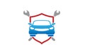Creative Car Shield Wrench Screwdriver Logo Design Illustration