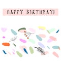 Creative Card with hand drawn confetti brush smears. Artistic background for greeting cards, invitations, wedding