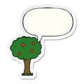 A creative cartoon apple tree and speech bubble sticker Royalty Free Stock Photo