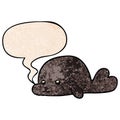 A creative cartoon baby seal and speech bubble in retro texture style